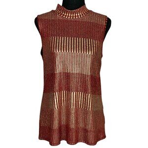 Metallic Sleeveless Turtleneck Top